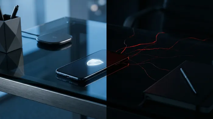 Close-up of a person's face being scanned by a digital facial recognition system on a smartphone.